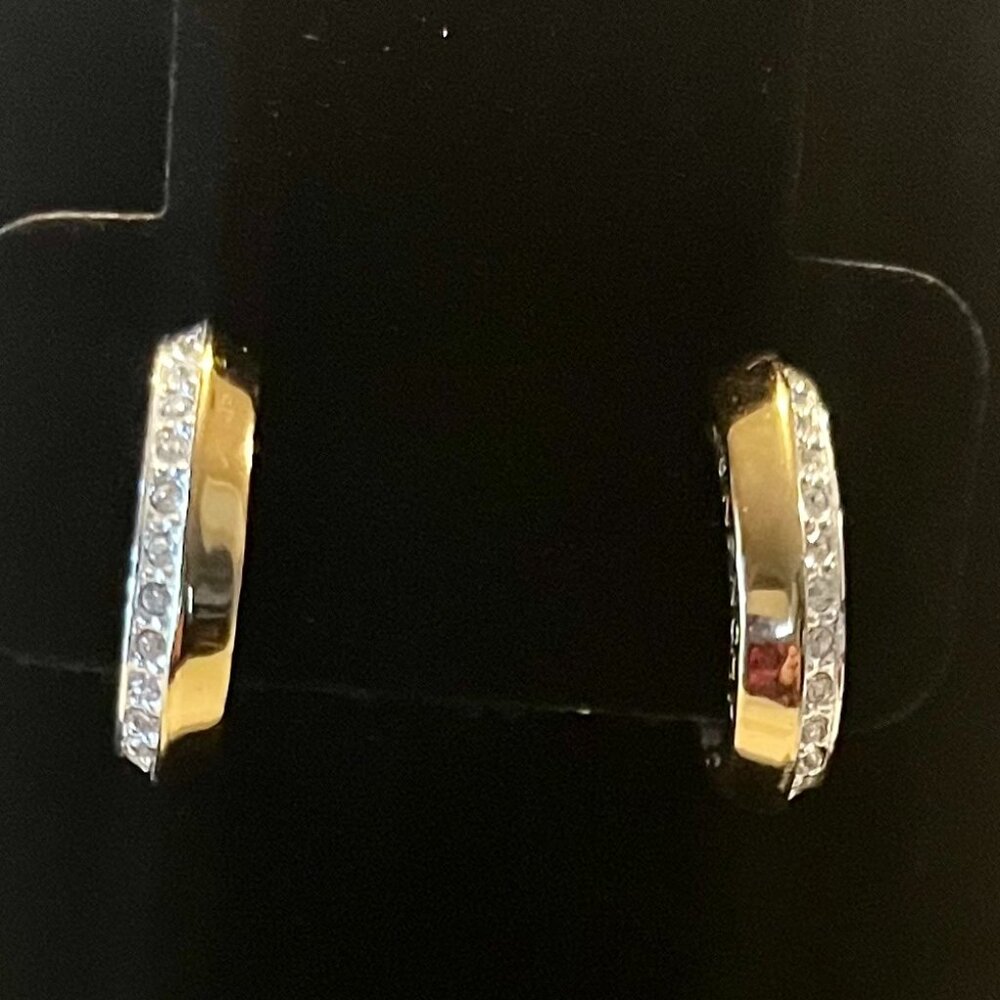Givenchy Gold-Tone Vintage Hoop Earrings Crystals – COA Included - Picture 6 of 16